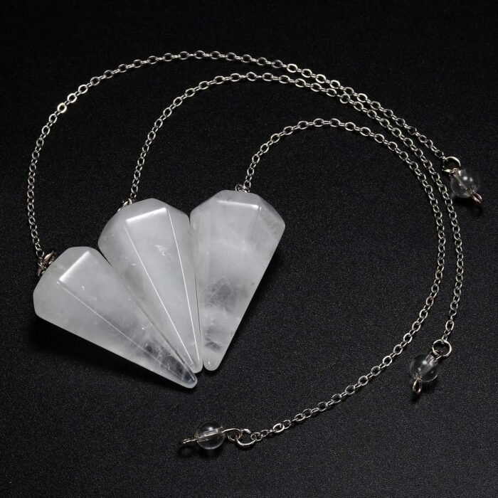 MANIFO Natural Clear Quartz Crystal Pendulum Faceted Point Gemstone Reiki Healin... - Image 3