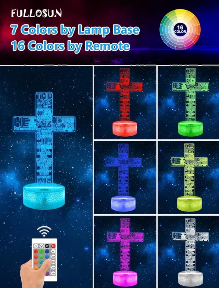 FULLOSUN Jesus Cross Gift, Jesus Cross Night Light, 3D Illumination Lights with ... - Image 3