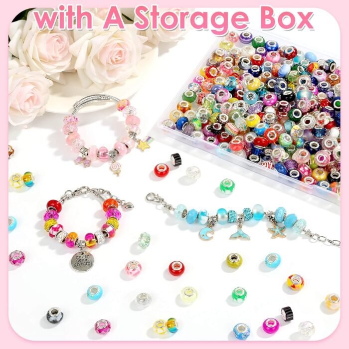 Cludoo 240 Piece Large Hole Beads for Jewelry Making, 16 Color European Bulk Cra... - Image 6