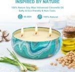 Ofun Citronella Candles Outdoor Decorative 36oz, 3 Wick Soy Wax Lemongrass Candl... - Image 3