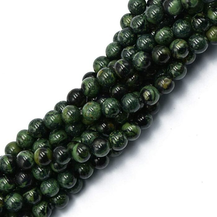 Natural Crocodile Kambaba Jasper Semi Precious Gemstone Round 8mm Green Stone Be... - Image 4