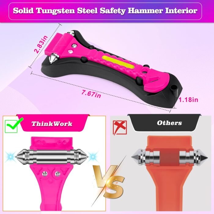 THINKWORK Pink Car Window Breaker, Glass Breaker, Window Breaker Seatbelt Cutter... - Image 3