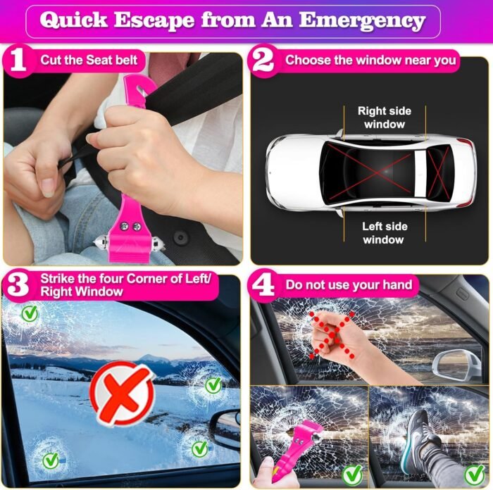 THINKWORK Pink Car Window Breaker, Glass Breaker, Window Breaker Seatbelt Cutter... - Image 4