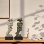 Silence is Golden Statues, Bronze Thinker Sculpture, 12'' Modern Abstract Decor ... - Image 4