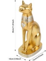 Gold Egyptian Cat Goddess Bastet Statue, Handcrafted Resin Gold Cat Statue, Myst... - Image 3