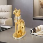 Gold Egyptian Cat Goddess Bastet Statue, Handcrafted Resin Gold Cat Statue, Myst... - Image 5