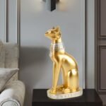 Gold Egyptian Cat Goddess Bastet Statue, Handcrafted Resin Gold Cat Statue, Myst... - Image 7