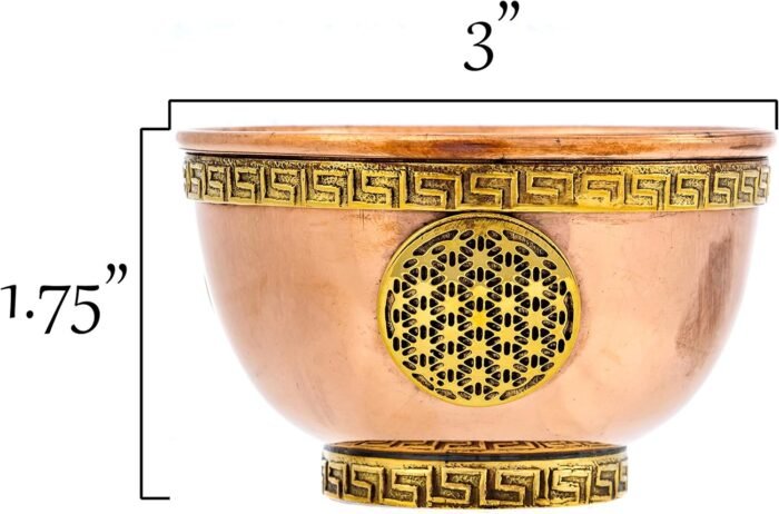 Flower of Life Copper Bowl - Offering Bowl for Ritual Use, Altar Table, Incense ... - Image 3