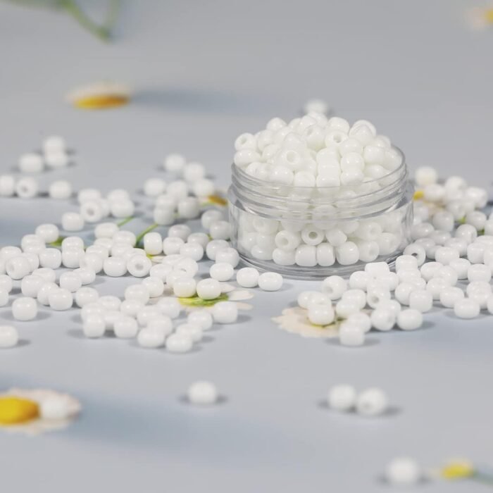 4mm Glass Seeds Beads Bulk 200g About 2400pcs, 6/0 Craft Beads White Color Seed ... - Image 3