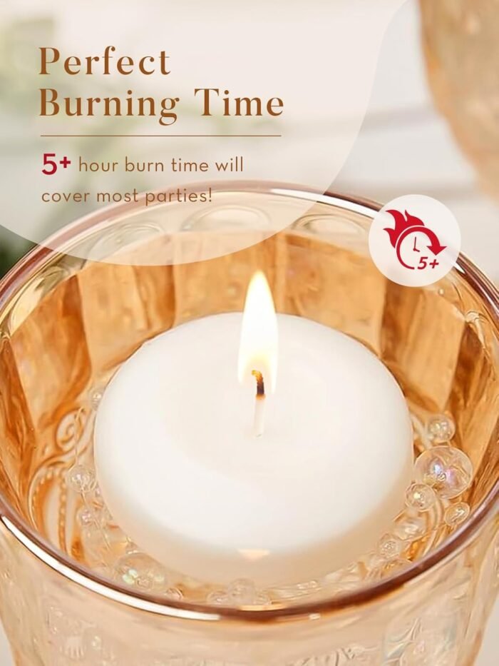 White Floating Candles 2 inch, 24 Pack Floating Candles 5-6 Hours Long Burning, ... - Image 3