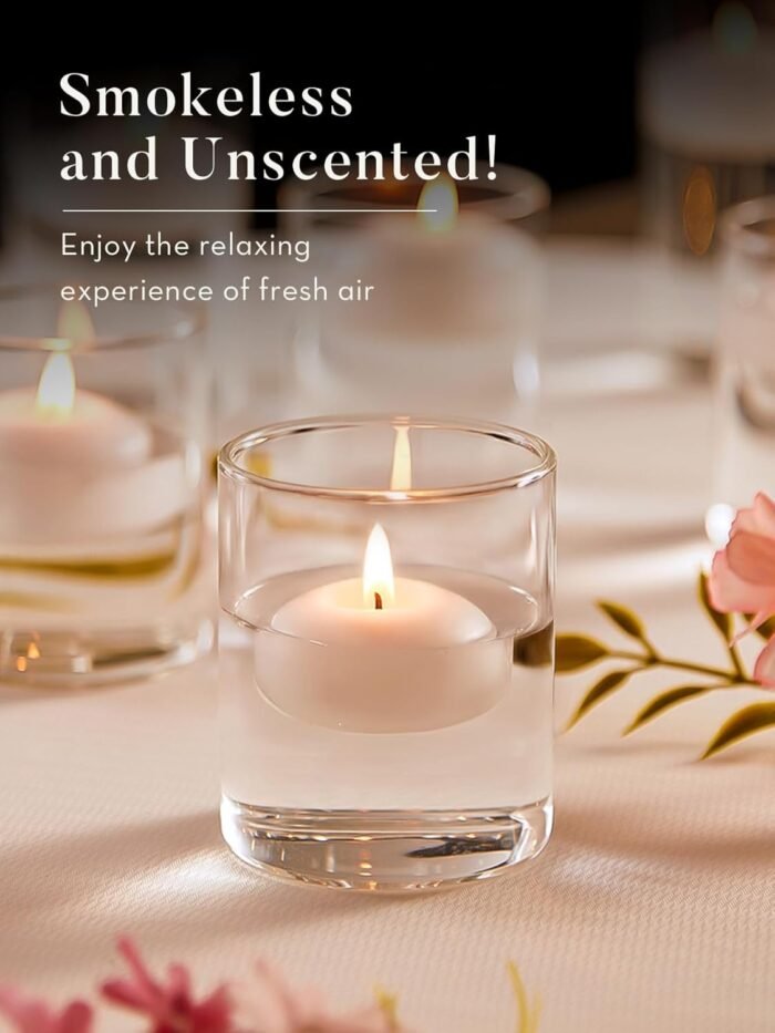 White Floating Candles 2 inch, 24 Pack Floating Candles 5-6 Hours Long Burning, ... - Image 5