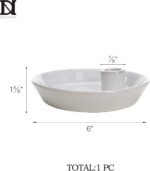 DN DECONATION Ceramic Modern Boho Candle Holder with Tray - Unique Round Stonewa... - Image 4