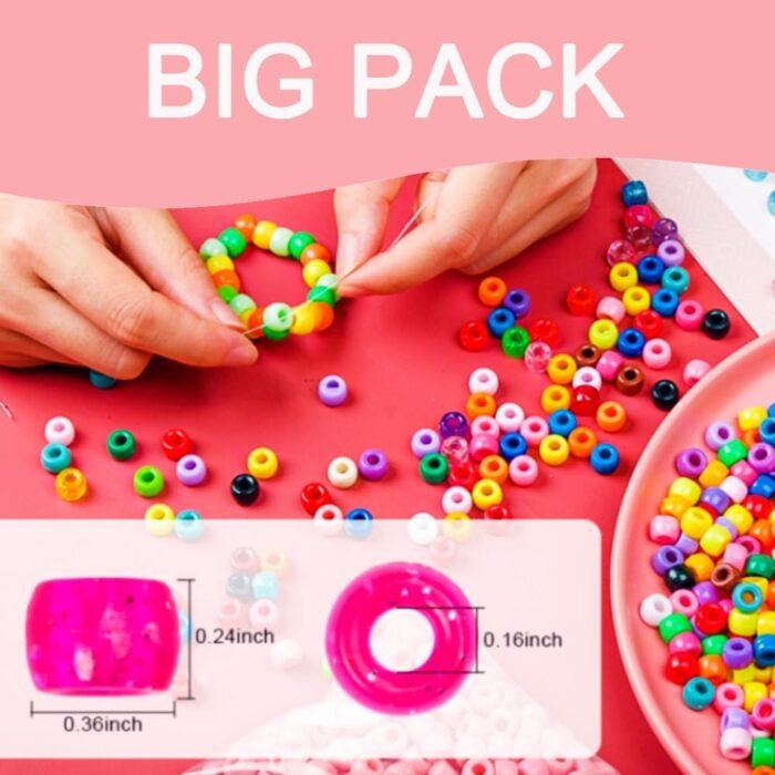 1000Pcs Yellow Pony Beads 6x9mm Bulk Acrylic Kandi Beads for Friendship Bracelet... - Image 3