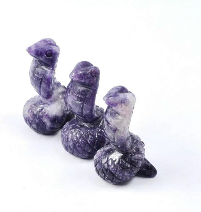 NaturalAmethyst Quartz Crystal Carved Snake Serpent Stone Decor - Image 6