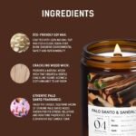 Premium Palo Santo Aromatherapy Candles - 100% Natural Soy Wax for Clean Burning... - Image 4
