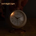 Metal Desk Clock, Retro Bedroom Table Vintage Analog Alarm Clock, Silent Non-Tic... - Image 4