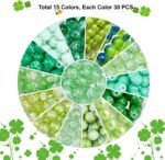 PH PandaHall 450pcs 8mm Green Glass Beads 15 Colors Beads Bracelet Beads Craft G... - Image 3