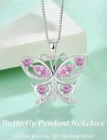 Big Butterfly Necklace for Women 925 Sterling Silver Birthstone Pendant Jewelry - Image 5
