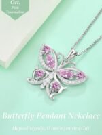 Big Butterfly Necklace for Women 925 Sterling Silver Birthstone Pendant Jewelry - Image 6