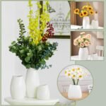hjn Ceramic Vase Set of 3 White Flower Vase for Home Decor, Modern Decorative Va... - Image 4