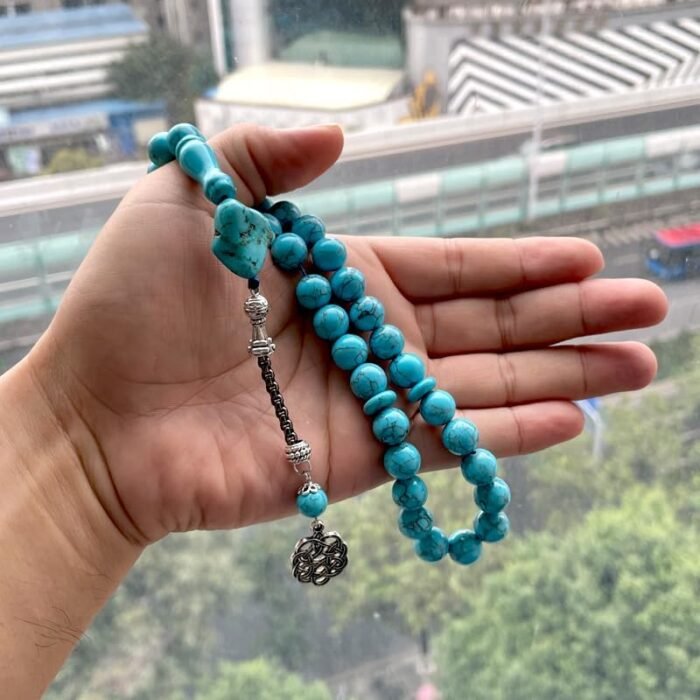 ALBASHAN Tasbih Natural Turquoise Muslim prayer bead men Eid Gift Islamic Misbah... - Image 3