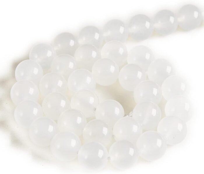 45pcs 8mm White Chalcedony Beads Natural Gemstone Beads Round Loose Beads for Je... - Image 3