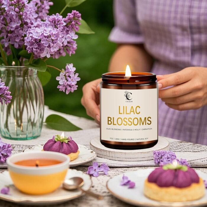 Lilac Blossoms Scented Candles,7oz Hand-Poured Home Fragrance,Long-Lasting Flora... - Image 4