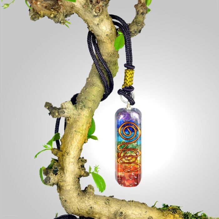 Handmade Orgonite Crystal Seven Chakra Pendant with Adjustable Cord - Orgone Hea... - Image 5