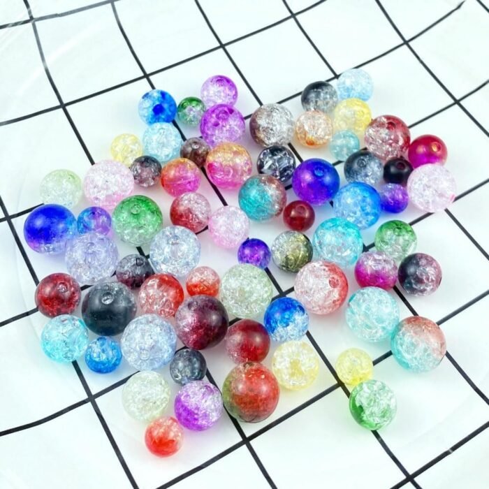 200pcs 10mm Acrylic Crackle Beads Round Crystal Acrylic Craft Beads with Hole fo... - Image 4
