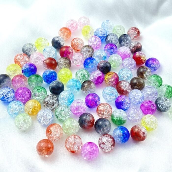 200pcs 10mm Acrylic Crackle Beads Round Crystal Acrylic Craft Beads with Hole fo... - Image 6