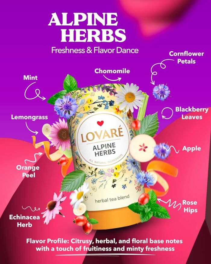 LOVARE Alpine Herbs Loose Leaf Tea 80 g - Made in Ukraine – Lemongrass, Chamomil... - Image 3