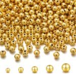 300pcs 18K Gold Filled Beads for Bracelets 3mm Round Smooth Spacer Mini Seamless... - Image 2