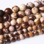 35PCS 10MM Natural Brown Zebra Round Loose Stone Beads for Jewelry Making DIY En... - Image 2