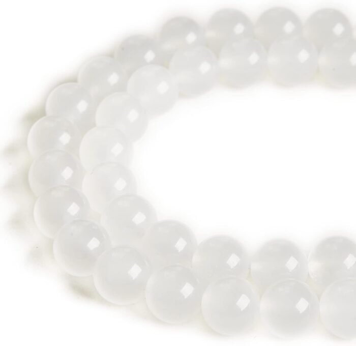 45pcs 8mm White Chalcedony Beads Natural Gemstone Beads Round Loose Beads for Je... - Image 2