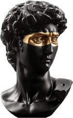 6" Creative Classic Gilded David Bust Statue, Greek Resin Michelangelo David Hea... - Image 2