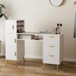 ARTETHYS Portable Nail Desk with Drawers White Manicure Table Nail Station with ... - Image 2