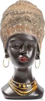 Antique Brown African Women Statue for Tabletop, Shelf, Bookshelf, Desk, Modern ... - Image 2