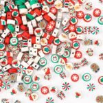 Augshy Christmas Polymer Clay Beads, 300PCS Xmas Heishi Spacer Assorted Santa Cl... - Image 2