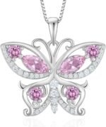 Big Butterfly Necklace for Women 925 Sterling Silver Birthstone Pendant Jewelry - Image 2