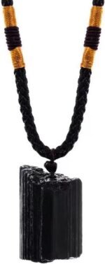 Black Tourmaline Necklace Crystal Pillar Pendant ，Original Natural Stone Metaphy... - Image 2