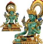 Buddha Statue Indoor, Green Tara Buda Sculpture for Home Decor, Hand-Painted Col... - Image 2