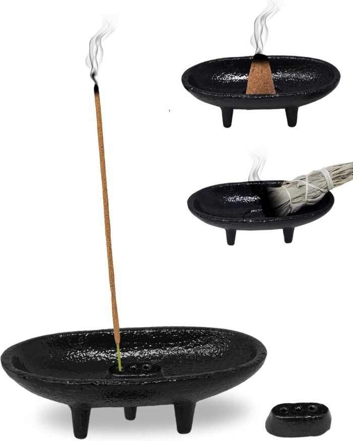 Cast Iron Incense Burner 4" L 2" H, Ideal for smudging, Incense Burning, Ritual ... - Image 2