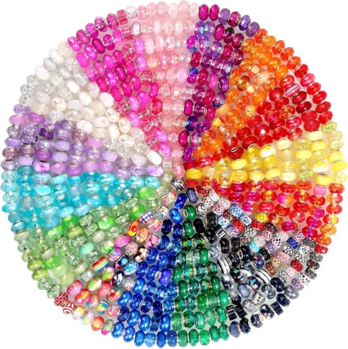 Cludoo 240 Piece Large Hole Beads for Jewelry Making, 16 Color European Bulk Cra... - Image 2
