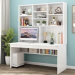 Computer Desk with Bookcase for Small Space, Wooden Writing Table/Workstation fo... - Image 2