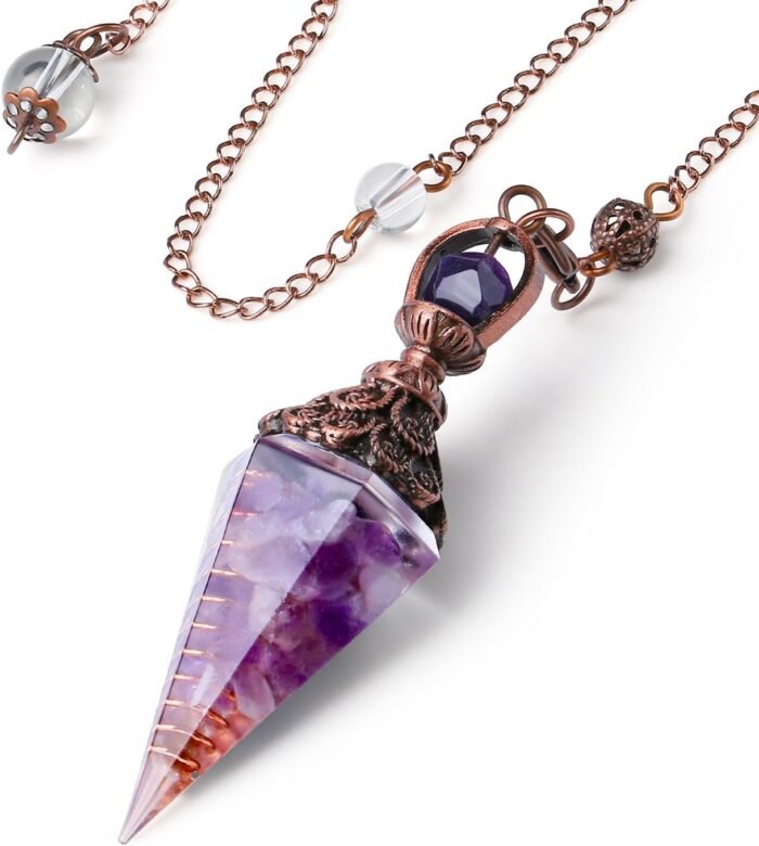 DUQGUHO Crystal Pendulums Amethyst Healing Crystal Quartz Pendulum Spiritual Hex... - Image 2