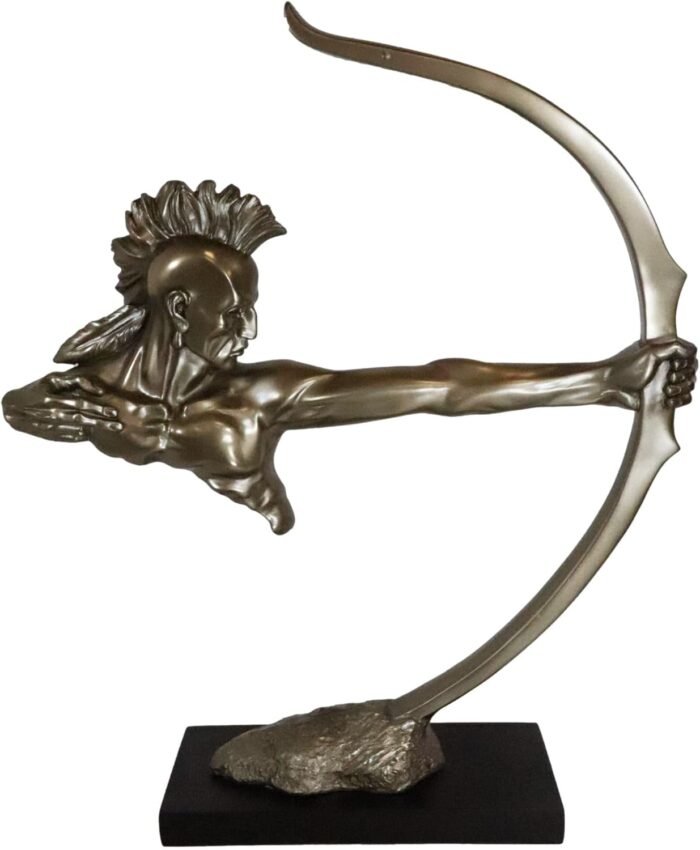 Ebros 19" Tall Sioux Indian Warrior with Bow and Arrow Short-Bow Archer Aiming S... - Image 2