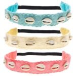 FROG SAC 3-Piece Cowrie Shell Headbands for Girls, Seashell Headband with Puka S... - Image 2