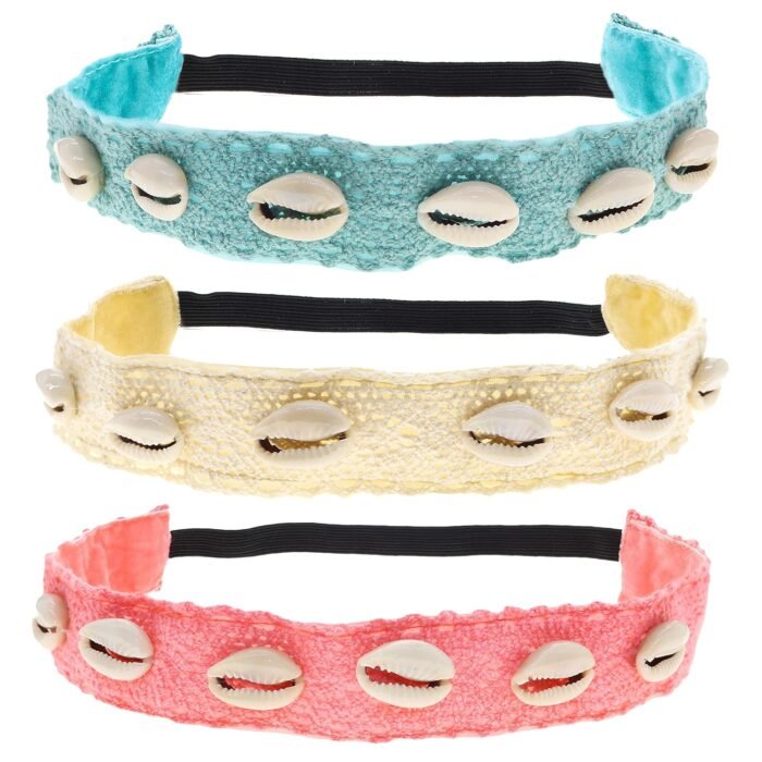 FROG SAC 3-Piece Cowrie Shell Headbands for Girls, Seashell Headband with Puka S... - Image 2