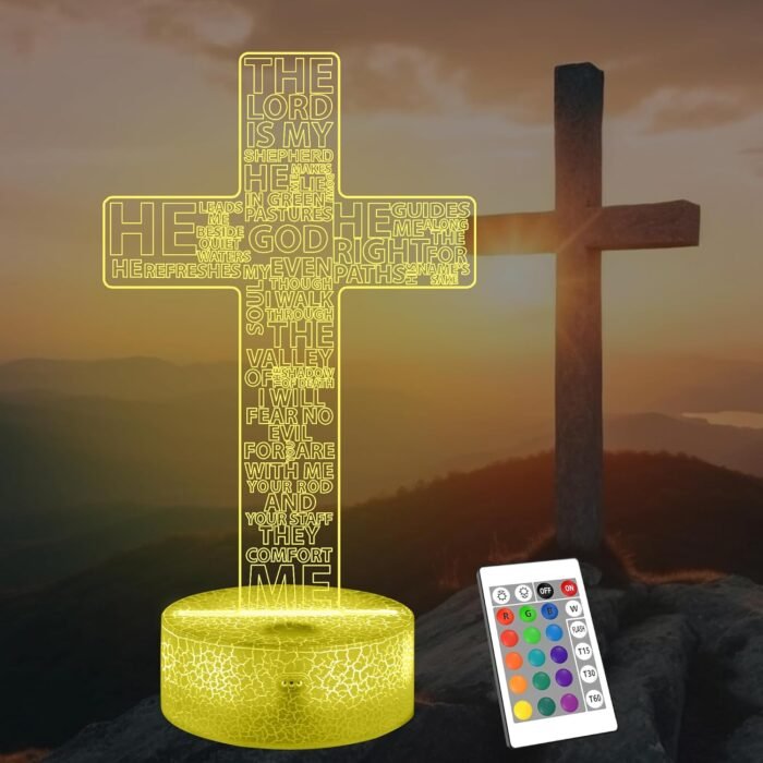 FULLOSUN Jesus Cross Gift, Jesus Cross Night Light, 3D Illumination Lights with ... - Image 2
