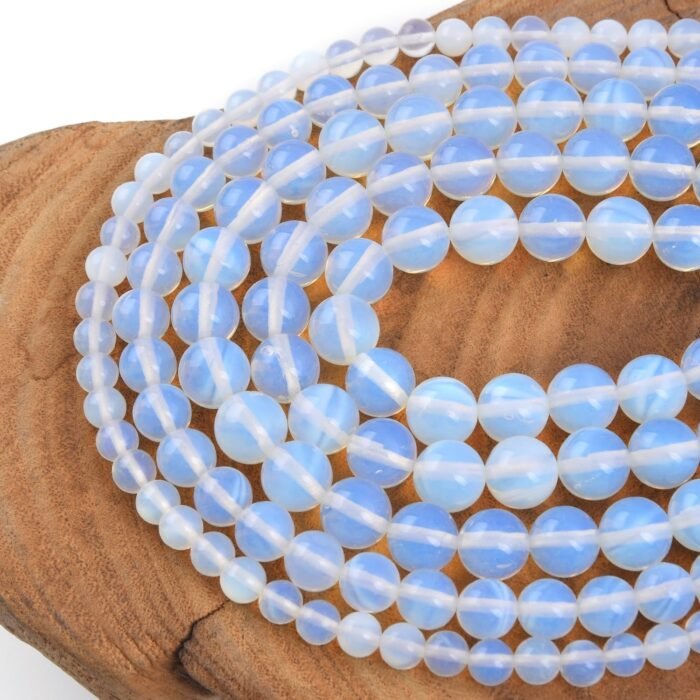 Gorgeous White Opal Natural Gemstone Loose Beads 8mm Smooth Round Approxi 15 inc... - Image 2